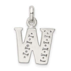 Sterling Silver 925 Initial W Pendant with Clear CZ Elegance