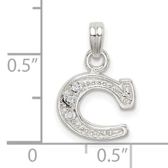 Sophia Jewelers Sterling Silver CZ Initial C Pendant with Anti-Tarnish Finish