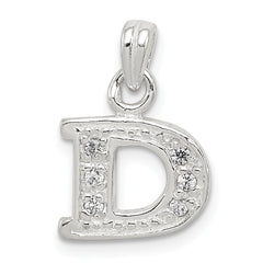 Sterling Silver CZ Letter D Initial Pendant