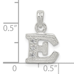 Sterling Silver 925 Initial E Pendant with Clear CZ Stones