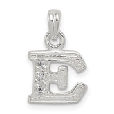 Sterling Silver CZ Letter E Initial Pendant