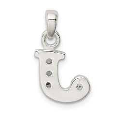 Sterling Silver 925 CZ Letter J Pendant with Anti-Tarnish Finish
