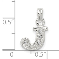 Sterling Silver 925 CZ Letter J Pendant with Anti-Tarnish Finish