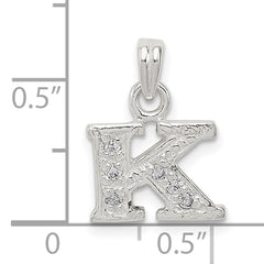 Sophia Jewelers Sterling Silver CZ Initial K Pendant with Anti-Tarnish Coating