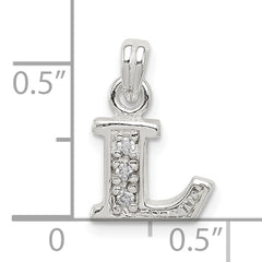 Sterling Silver CZ Initial L Pendant with Anti-Tarnish Coating