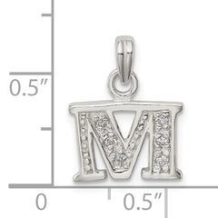 Sophia Jewelers Sterling Silver CZ Initial M Pendant with Anti-Tarnish Finish