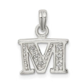 Sterling Silver CZ Letter M Initial Pendant