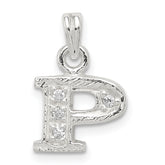 Sterling Silver CZ Letter P Initial Pendant
