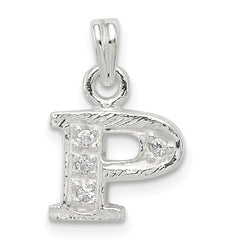 Sterling Silver CZ Letter P Initial Pendant