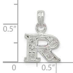 Sterling Silver 925 Initial R Pendant with Clear CZ & Anti-Tarnish Coating