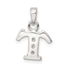 Sophia Jewelers Sterling Silver CZ Initial T Pendant with Anti-Tarnish Finish