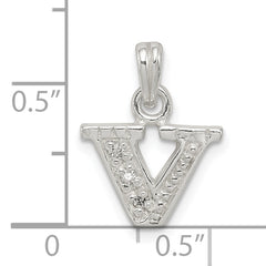 Sophia Jewelers Sterling Silver CZ Initial V Pendant with Anti-Tarnish Finish