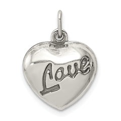 Sterling Silver 925 Heart Charm with Polished Anti-Tarnish Finish