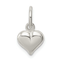 Sterling Silver 925 Polished Heart Charm with Anti-Tarnish Finish