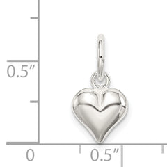 Sterling Silver 925 Polished Heart Charm with Anti-Tarnish Finish