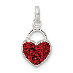 Sterling Silver 925 Polished Heart Pendant with Red Stellux Crystal