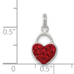 Sterling Silver 925 Polished Heart Pendant with Red Stellux Crystal