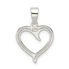 Sterling Silver 925 Open Heart Pendant with Polished Anti-Tarnish Finish