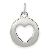 Sterling Silver Polished Circle with Punch Out Heart Charm