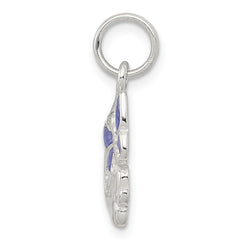 Sterling Silver 925 Butterfly Charm with Polished Enamel Finish