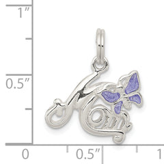 Sterling Silver 925 Butterfly Charm with Polished Enamel Finish