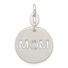 Sterling Silver Polished Circle Mom Charm