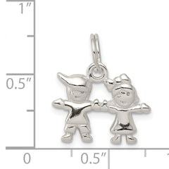 Sterling Silver 925 Boy and Girl Charm with Polished Anti-Tarnish Finish