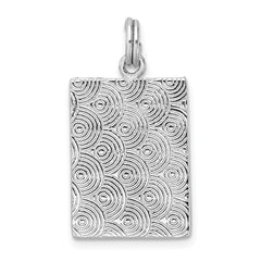 Sterling Silver Rhodium-Plated Textured Photo Frame Charm for Women