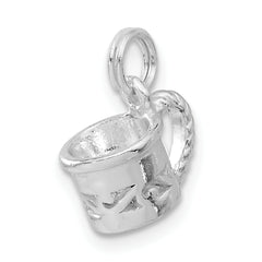 Sterling Silver 925 Polished 3D Mug Charm Elegant Themed Pendant