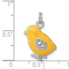 Sophia Jewelers Sterling Silver Enameled Chick Charm with Preciosa Crystal
