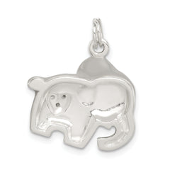 Sophia Jewelers Sterling Silver Elephant Charm with Grey Enamel and CZ