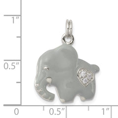 Sophia Jewelers Sterling Silver Elephant Charm with Grey Enamel and CZ
