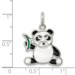 Sterling Silver 925 Panda Bear Charm with Enamel Finish for Kids