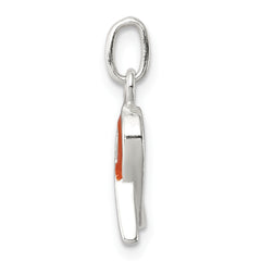 Sterling Silver 925 Orange Enameled Awareness Charm Polished Finish