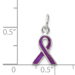 Sterling Silver 925 Polished Purple Enameled Awareness Charm