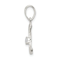 Sterling Silver 925 Moon Pendant with Clear CZ Anti-Tarnish Finish