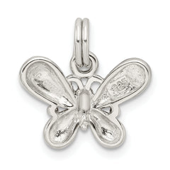 Sterling Silver Butterfly Charm with Rhodium-Plated Purple Enamel Finish