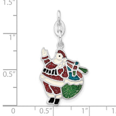Sophia Jewelers Sterling Silver Santa Charm with Multi-Color Enamel