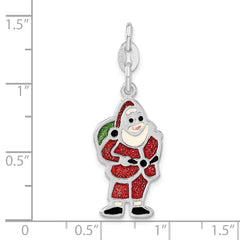 Sterling Silver 925 Santa Charm with Multi-Colored Enamel Finish