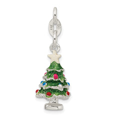 Sophia Jewelers Sterling Silver Enamel Christmas Tree Charm Anti-Tarnish