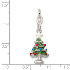 Sophia Jewelers Sterling Silver Enamel Christmas Tree Charm Anti-Tarnish