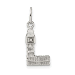 Sterling Silver 3D Big Ben Charm with Polished Rhodium-Plated Finish