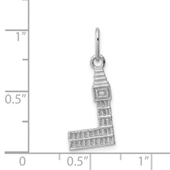 Sterling Silver 3D Big Ben Charm with Polished Rhodium-Plated Finish