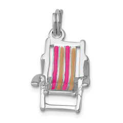 Sophia Jewelers Sterling Silver Enamel Beach Chair Charm with Polished Rhodium Finish
