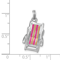 Sophia Jewelers Sterling Silver Enamel Beach Chair Charm with Polished Rhodium Finish
