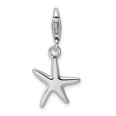 Sterling Silver Rhodium-Plated Starfish Charm Elegant Polished Finish