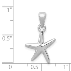 Sterling Silver Rhodium-Plated Starfish Charm Elegant Polished Finish