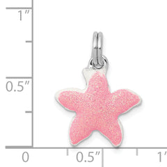 Sterling Silver 925 Starfish Charm with Enamel Sparkle Rhodium Finish
