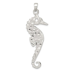Sterling Silver Seahorse Pendant with Hammered Polished Finish for Men