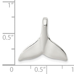 Men's Polished Sterling Silver Whale Tail Pendant with Anti-Tarnish Finish